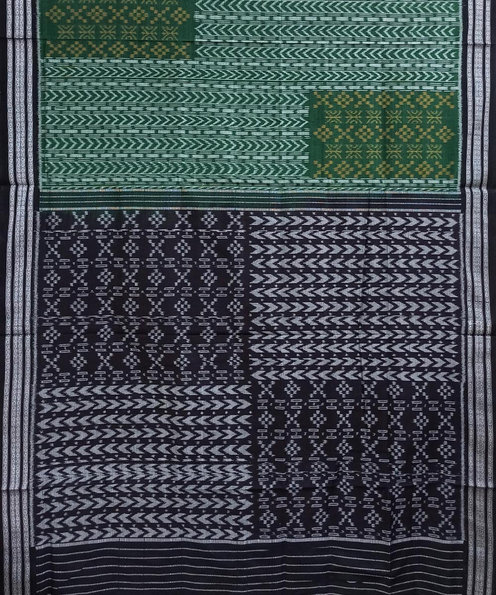 Green Black Nuapatna Handwoven Cotton Saree Image 2