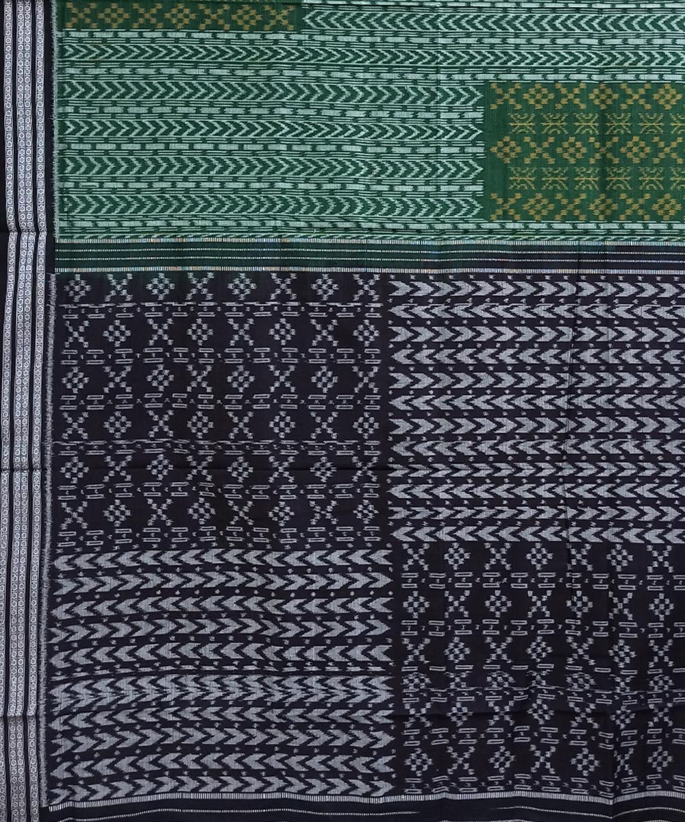 Green Black Nuapatna Handwoven Cotton Saree Image 3