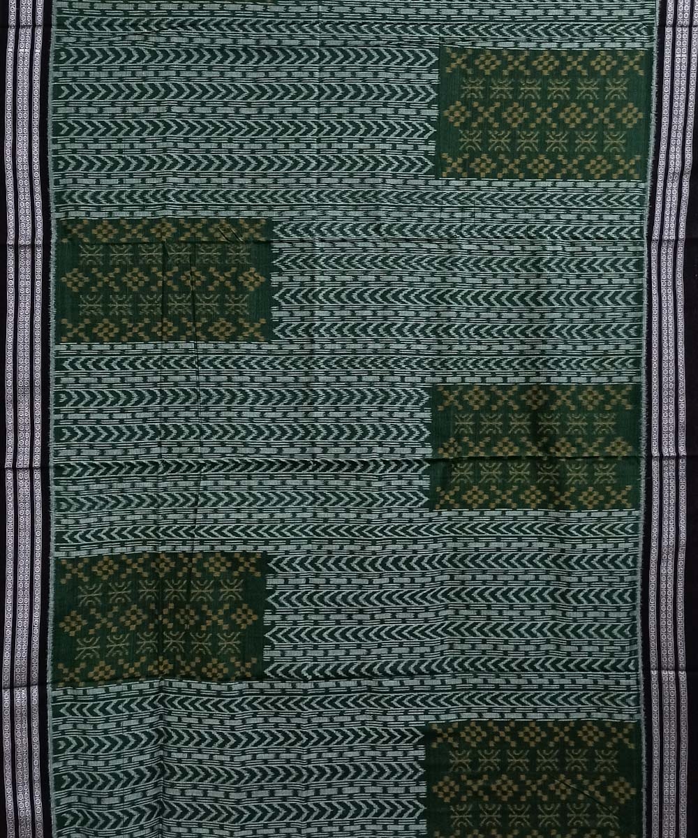 Green Black Nuapatna Handwoven Cotton Saree Image 4