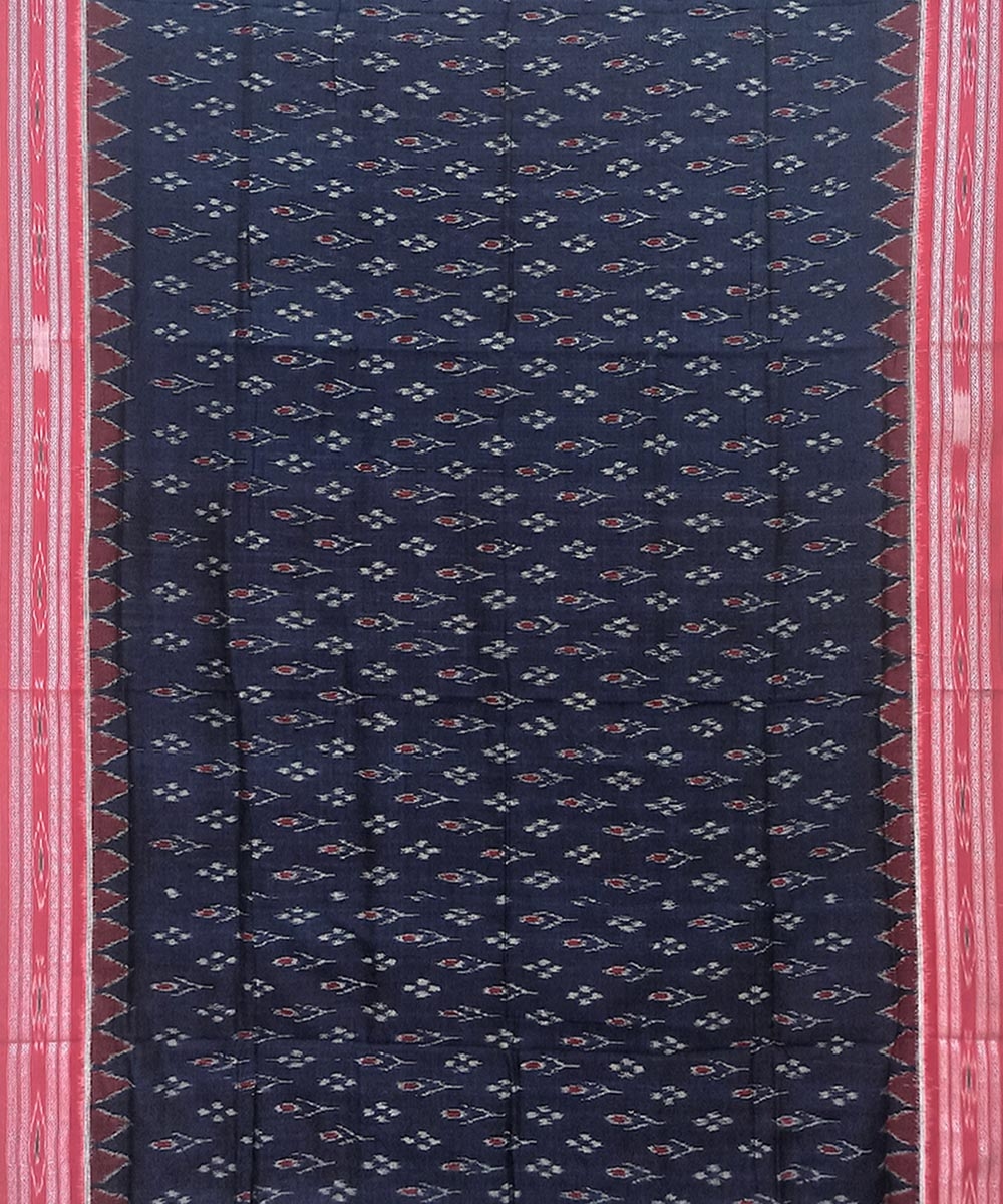 Blue Red Nuapatna Handwoven Cotton Saree Image 3