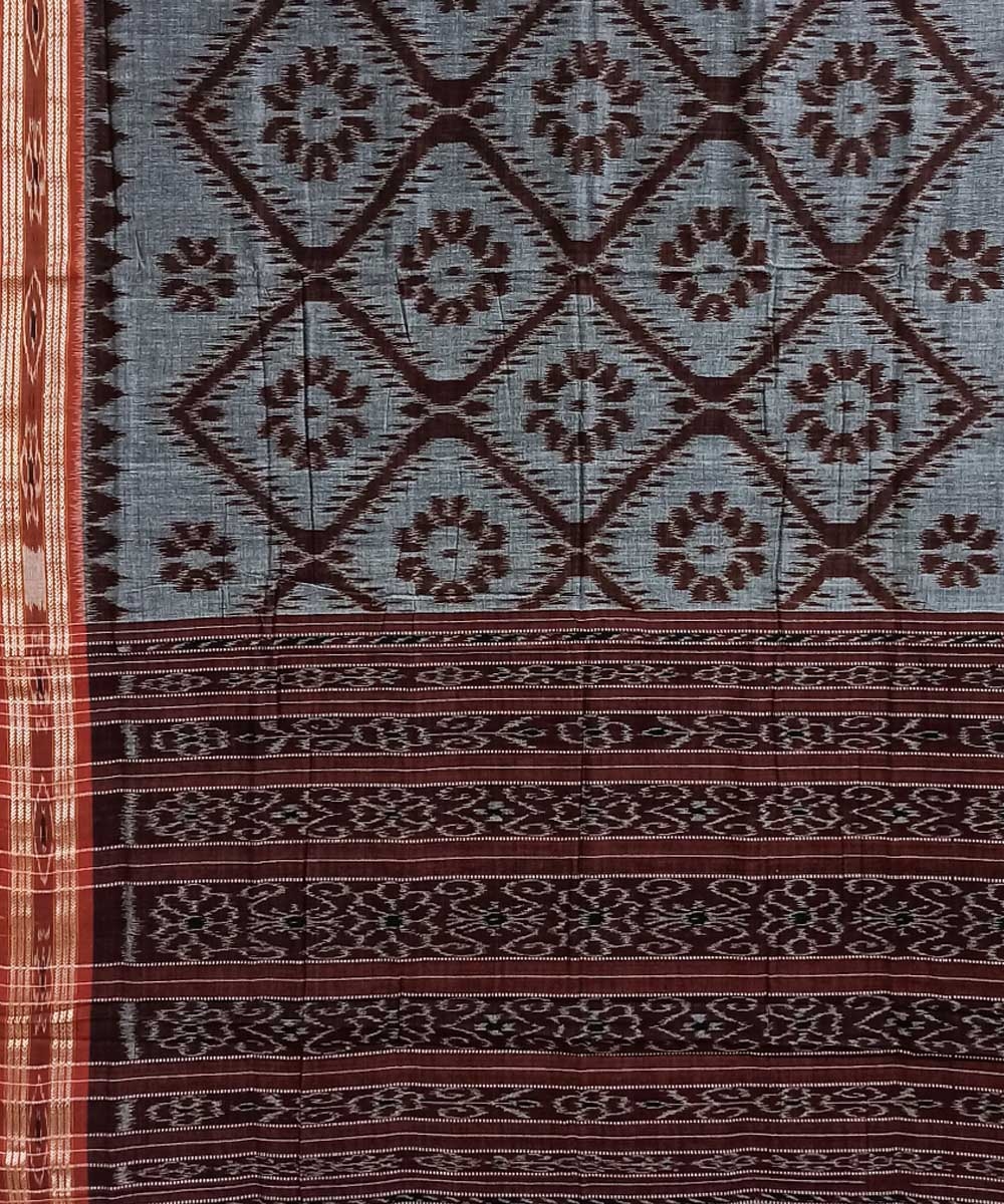 Gray Nuapatna Handwoven Cotton Saree Image 3