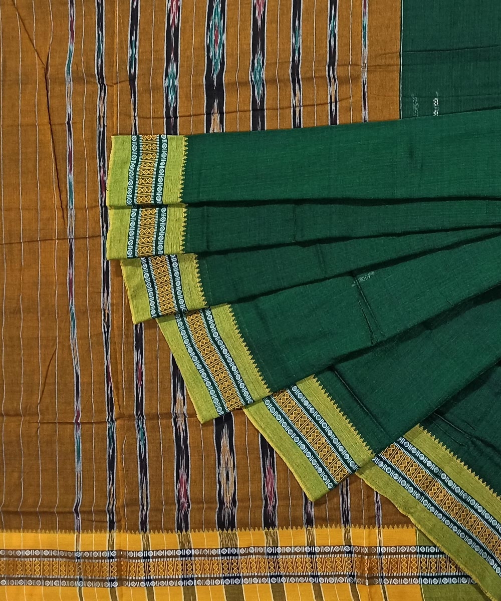 Green Nuapatna Handwoven Single Ikat Cotton Saree SFCSAR1014