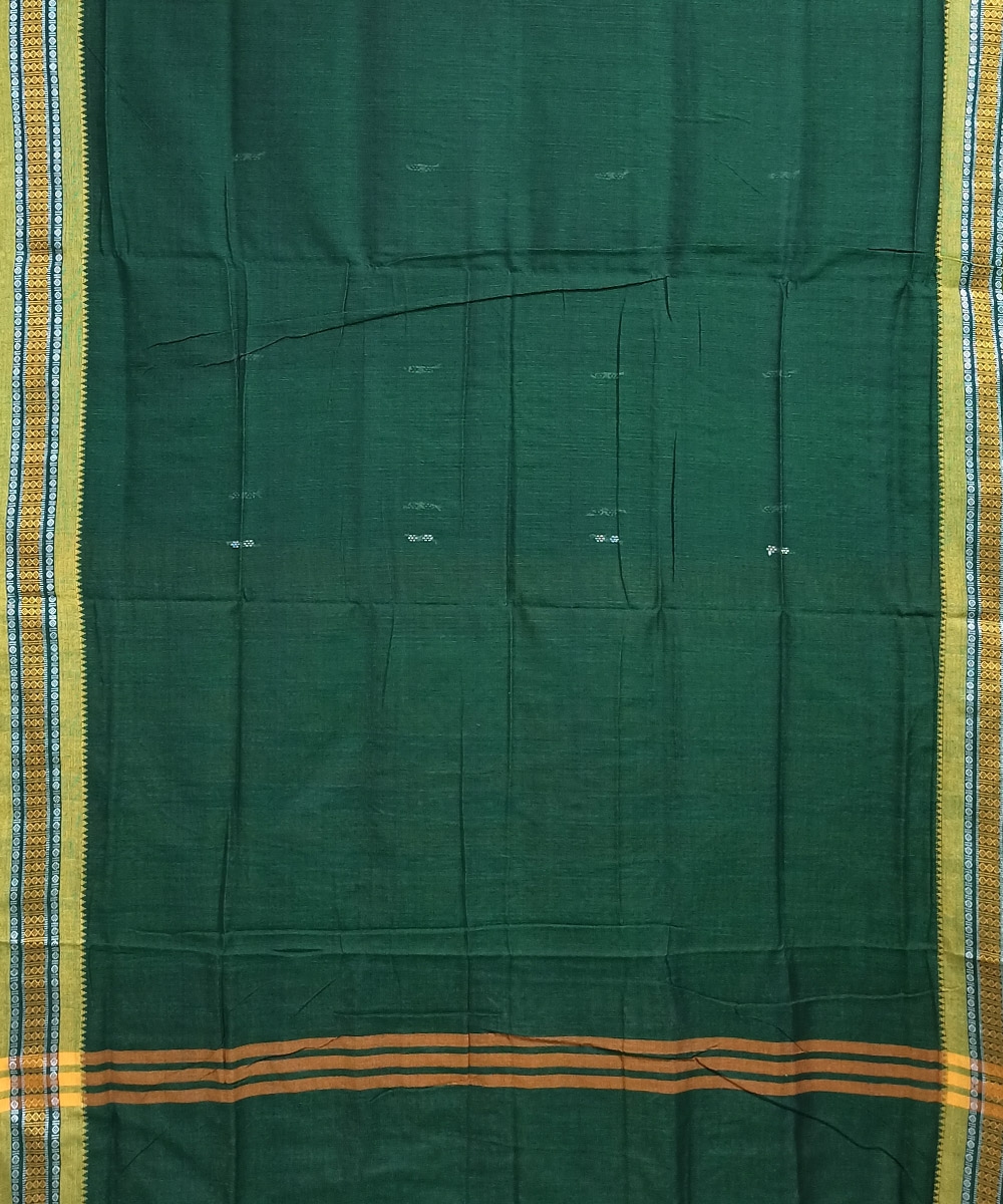 Green Nuapatna Handwoven Single Ikat Cotton Saree Image 4