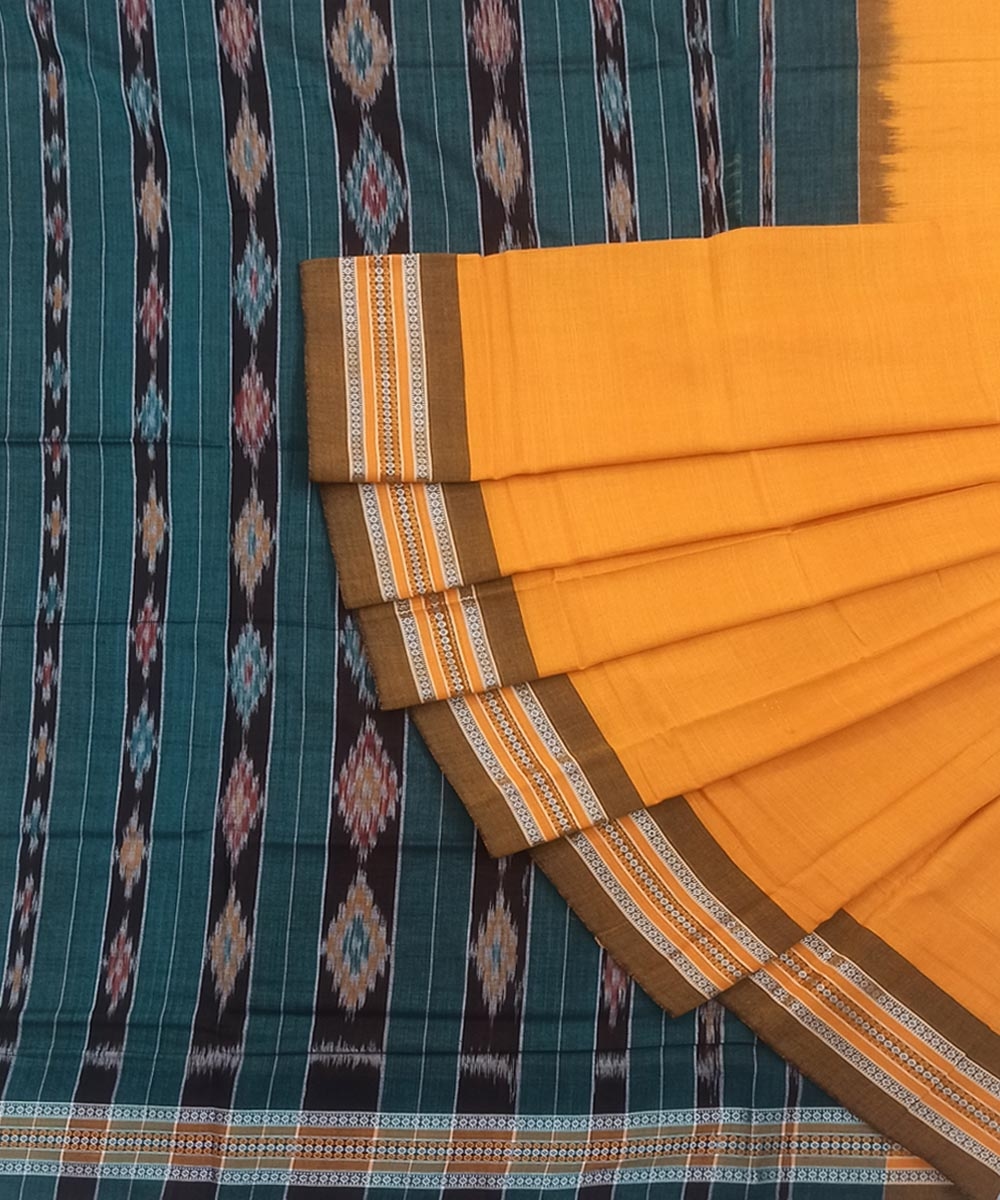 Brown Nuapatna Handwoven Single Ikat Cotton Saree Image 1