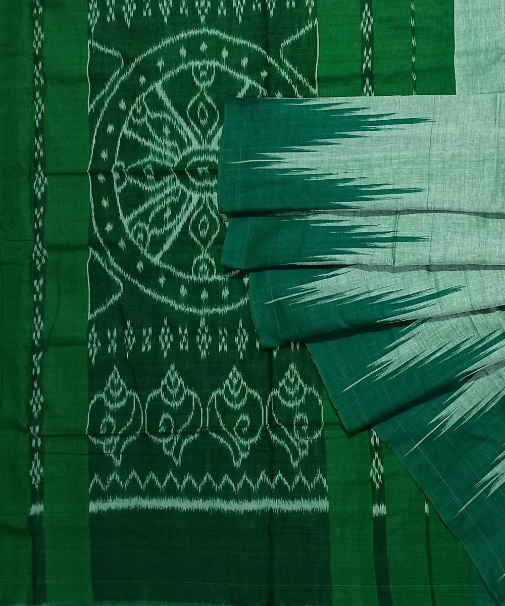 Green Nuapatna Handwoven Single Ikat Cotton Saree SFCSAR1030