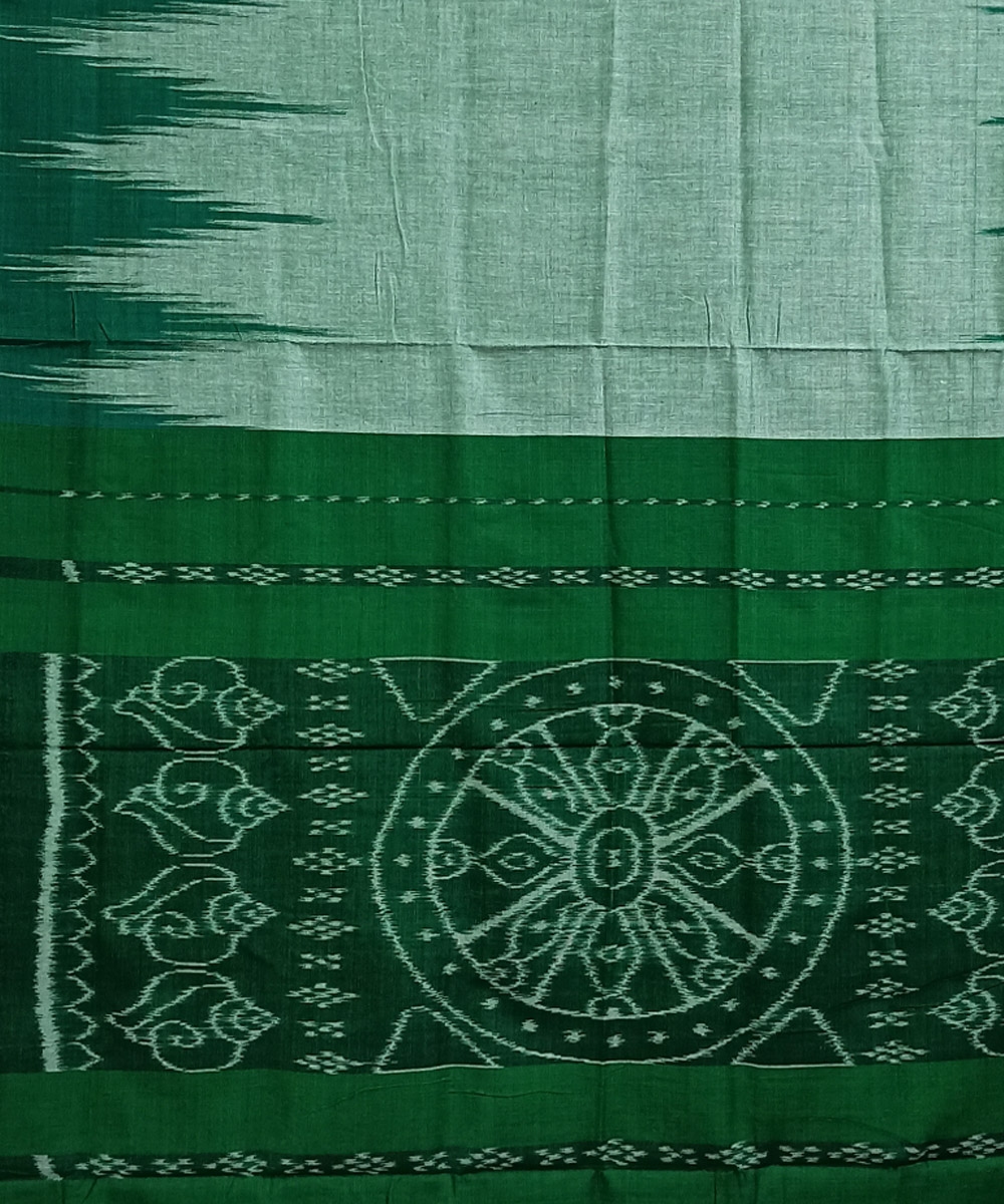 Green Nuapatna Handwoven Single Ikat Cotton Saree Image 3