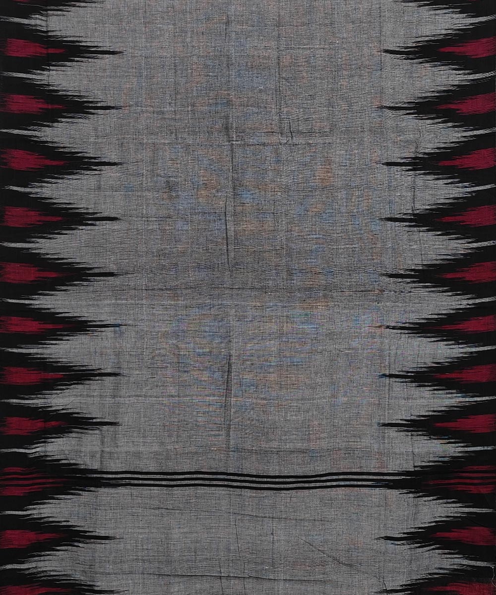 Gray Black Nuapatna Handwoven Single Ikat Cotton Saree Image 3