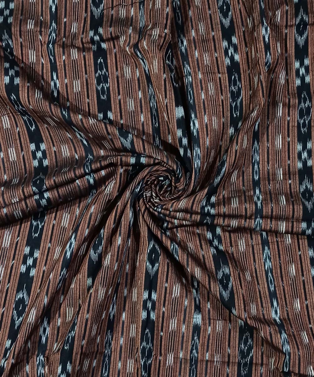 Black Brown Nuapatna Handwoven Ikat Shirting Materials SFCSHI1049