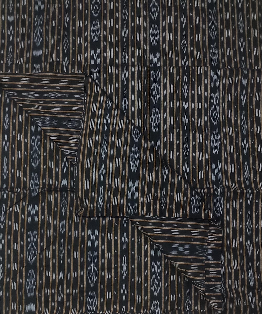 Black Nuapatna Handwoven Ikat Shirting Materials Image 3