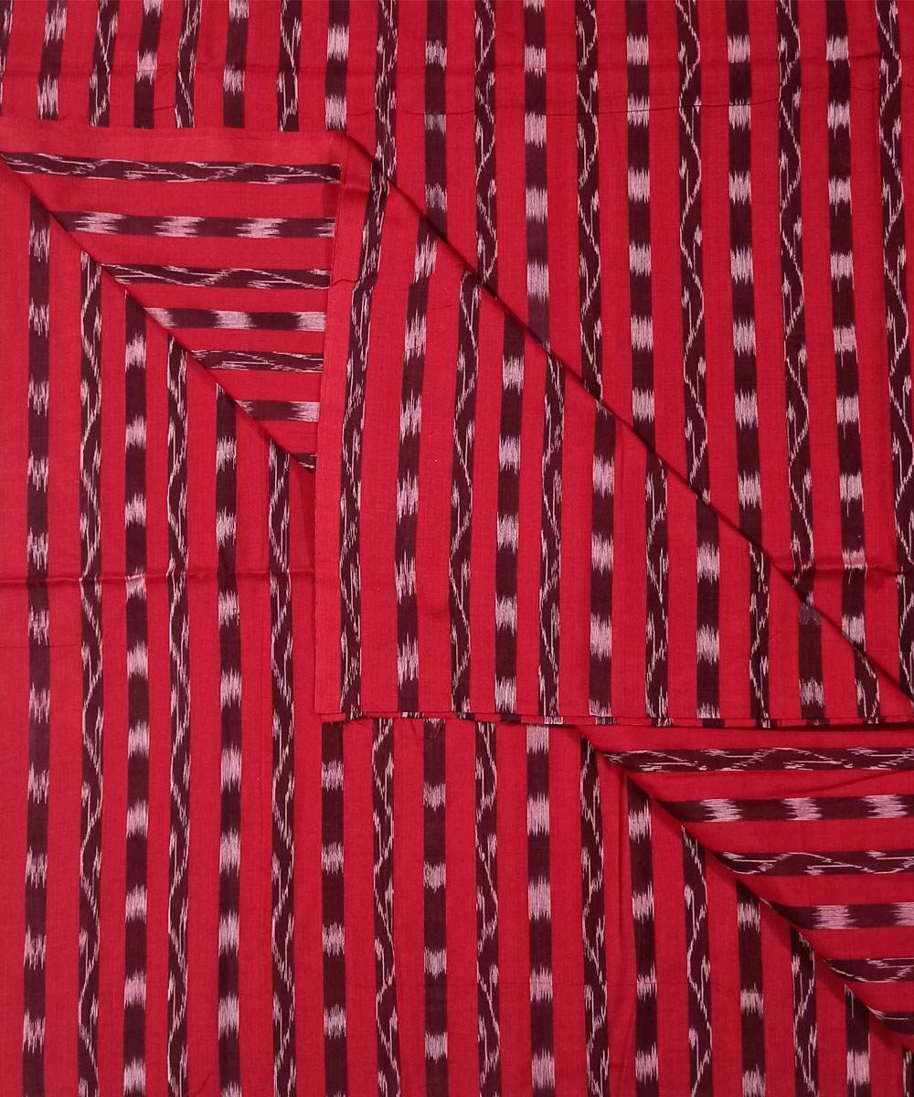 Red Nuapatna Handwoven Ikat Shirting Materials Image 3