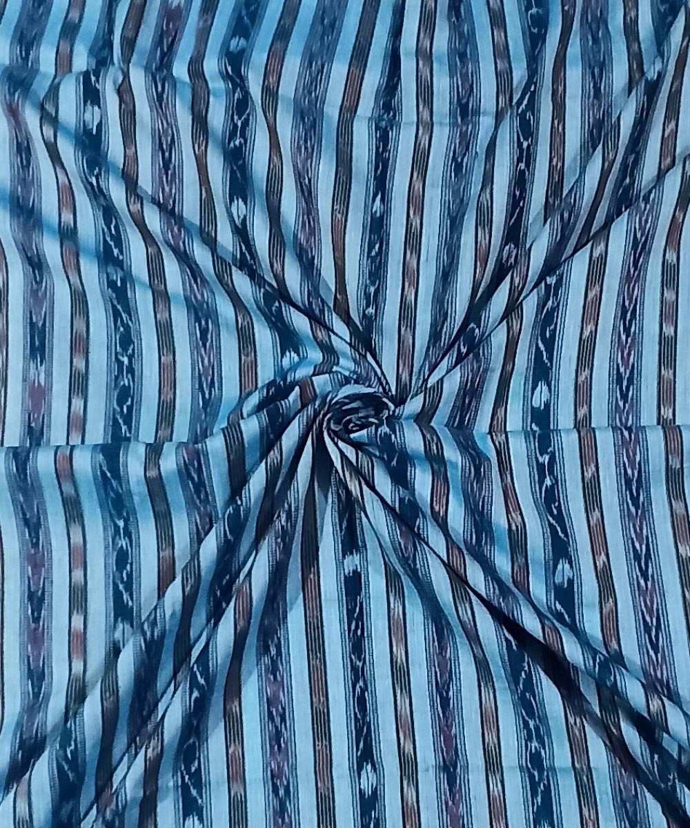 Sky Blue Nuapatna Handwoven Ikat Shirting Materials Image 1