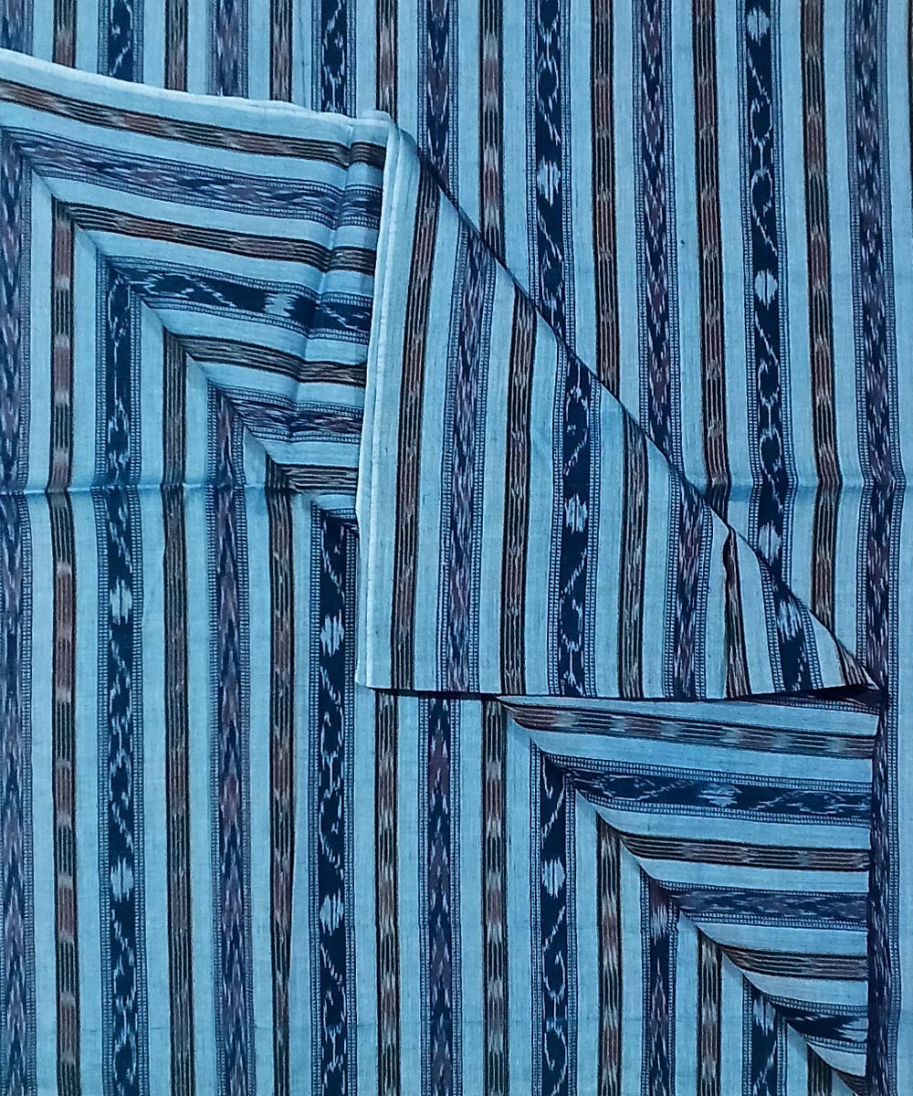 Sky Blue Nuapatna Handwoven Ikat Shirting Materials Image 3