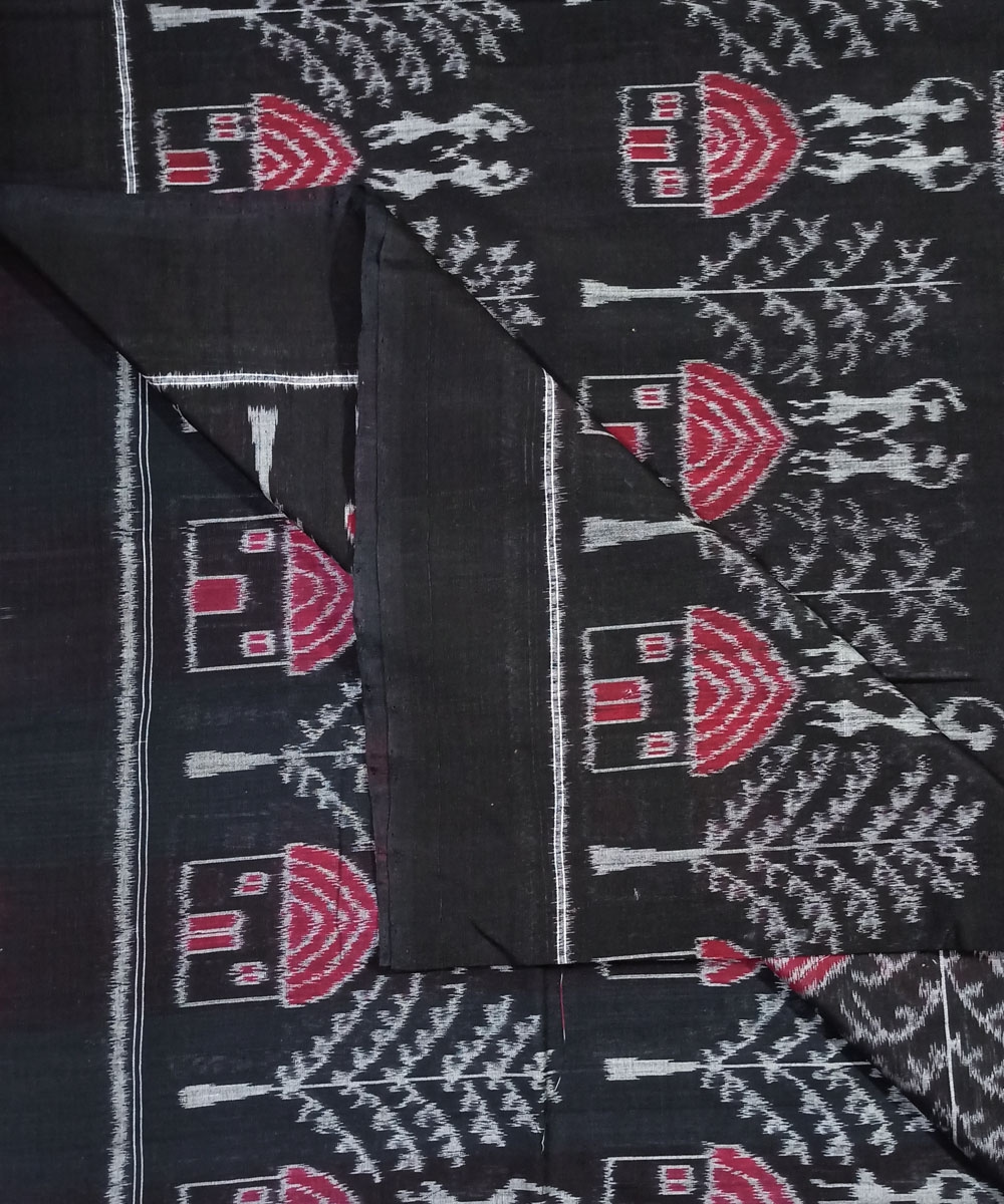 Black Sambalpuri Handwoven Single Ikat Shirting Material Image 3