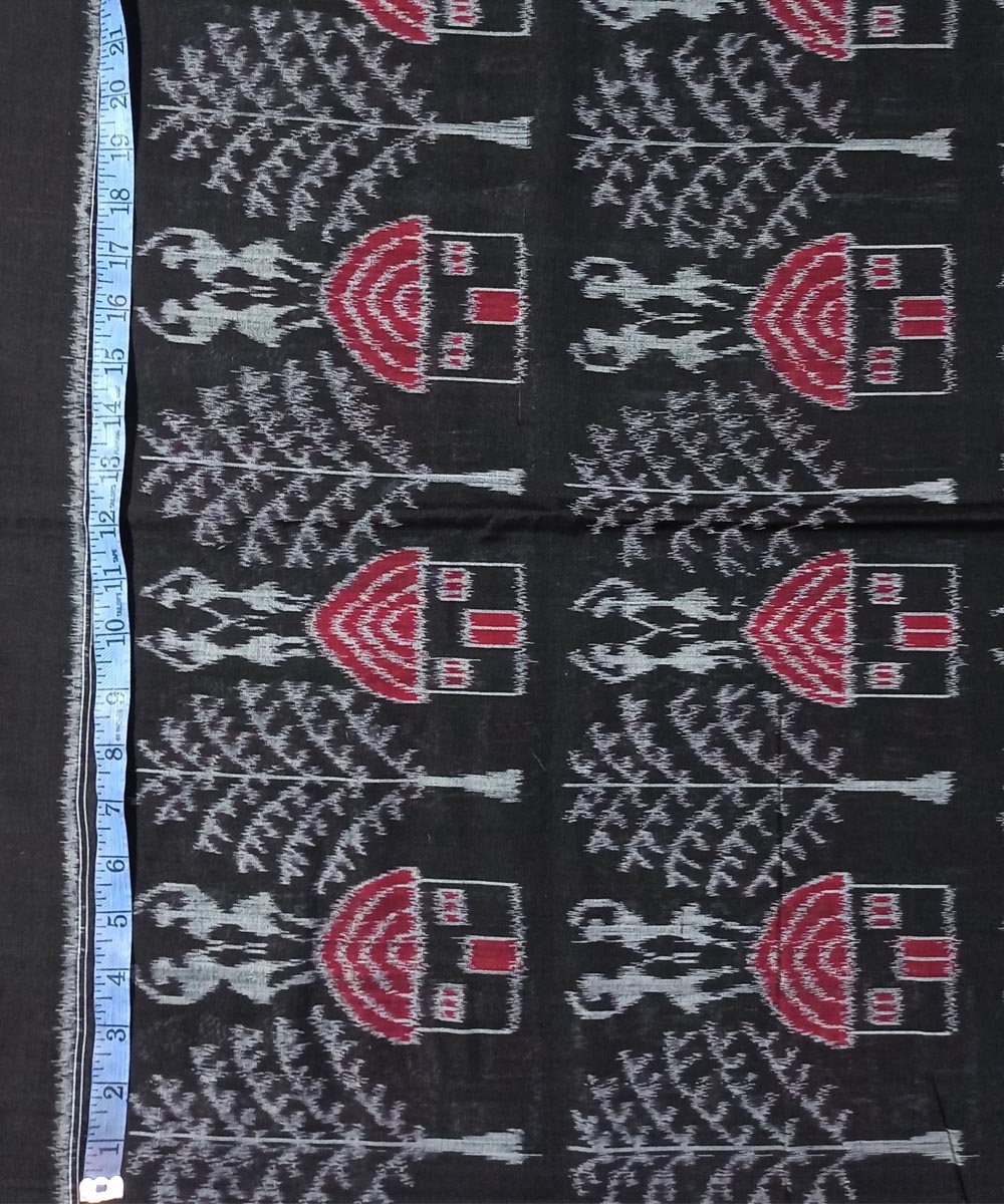 Black Sambalpuri Handwoven Single Ikat Shirting Material Image 4