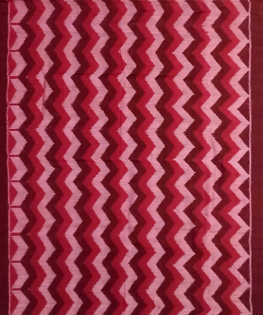 Red Maroon Sambalpuri Handwoven Single Ikat Shirting Material Image 2