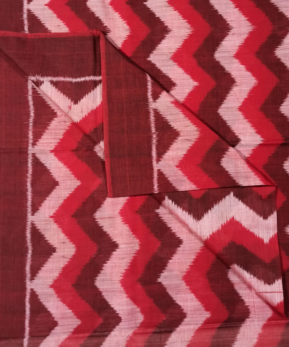 Red Maroon Sambalpuri Handwoven Single Ikat Shirting Material Image 3