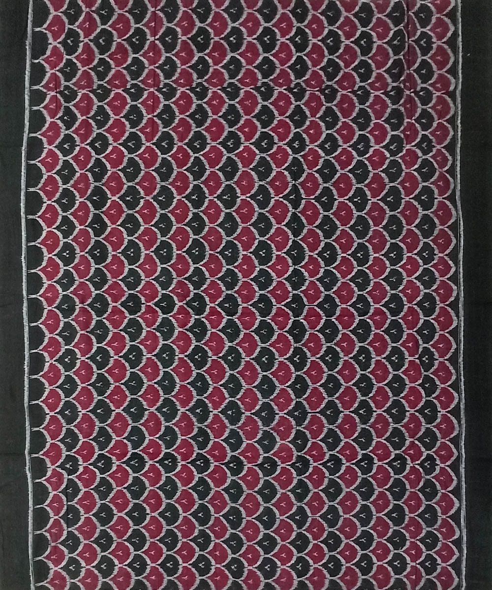 Black Maroon Sambalpuri Handwoven Single Ikat Shirting Material Image 2