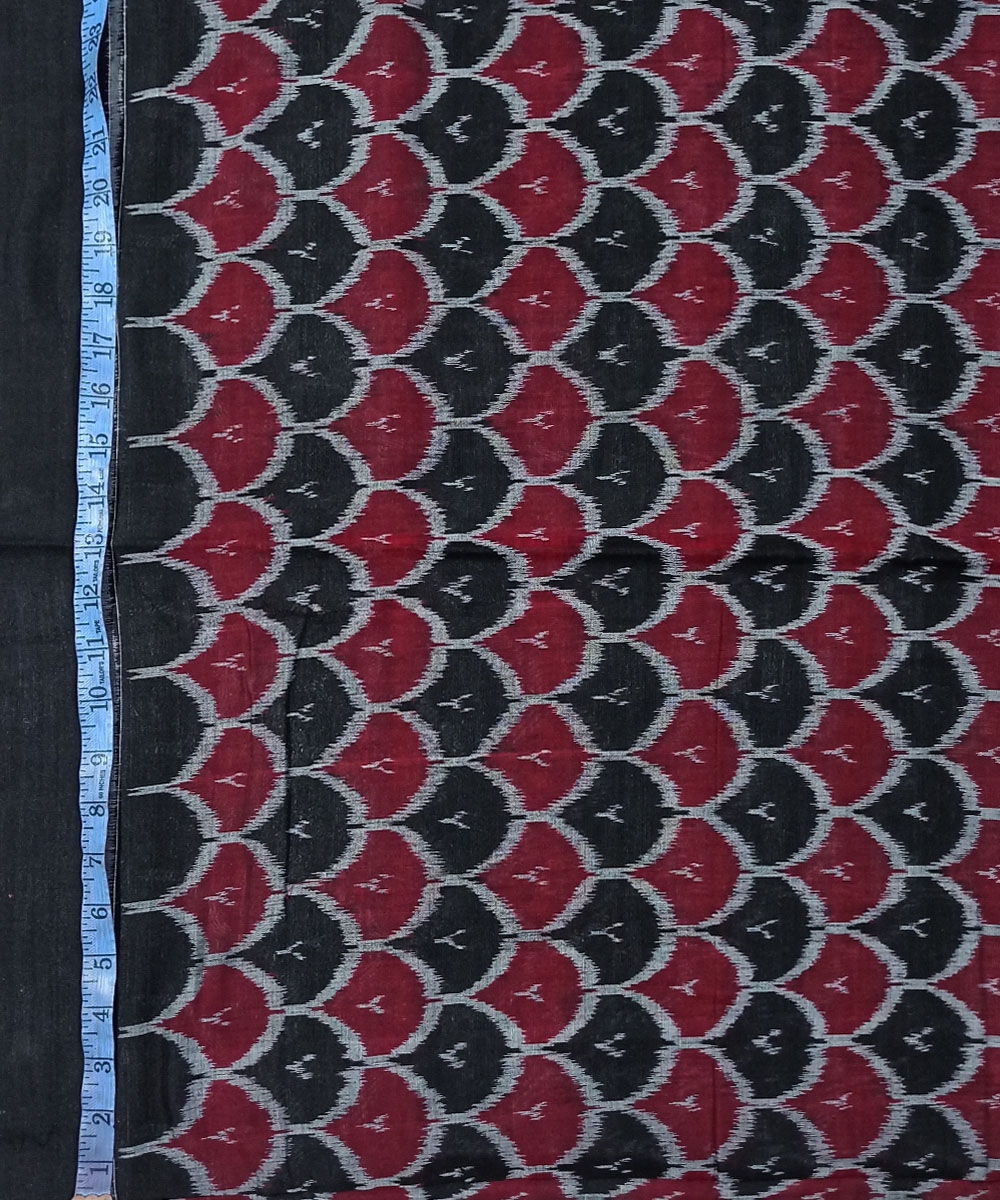 Black Maroon Sambalpuri Handwoven Single Ikat Shirting Material Image 4