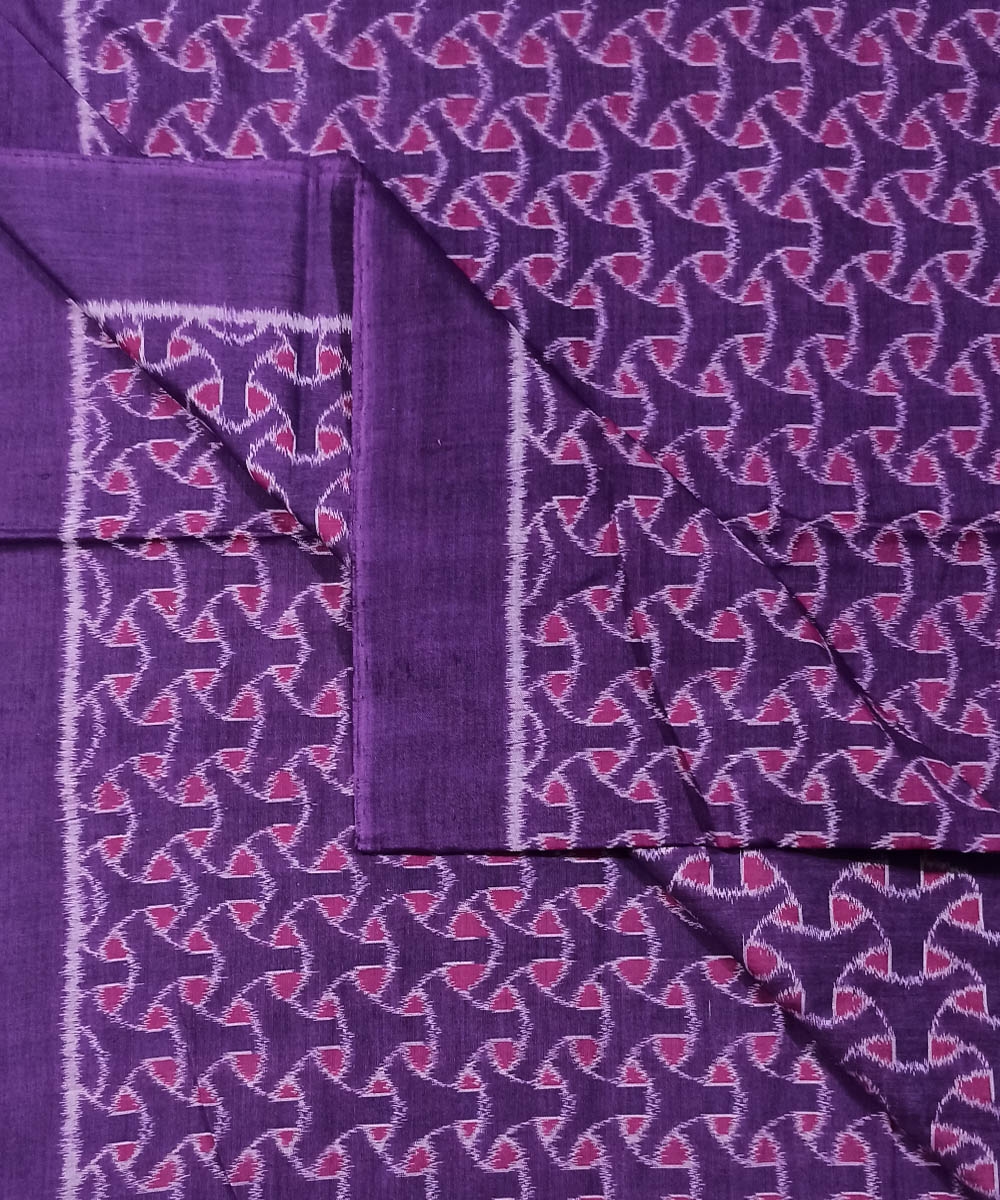 Purple Sambalpuri Handwoven Single Ikat Shirting Material Image 3