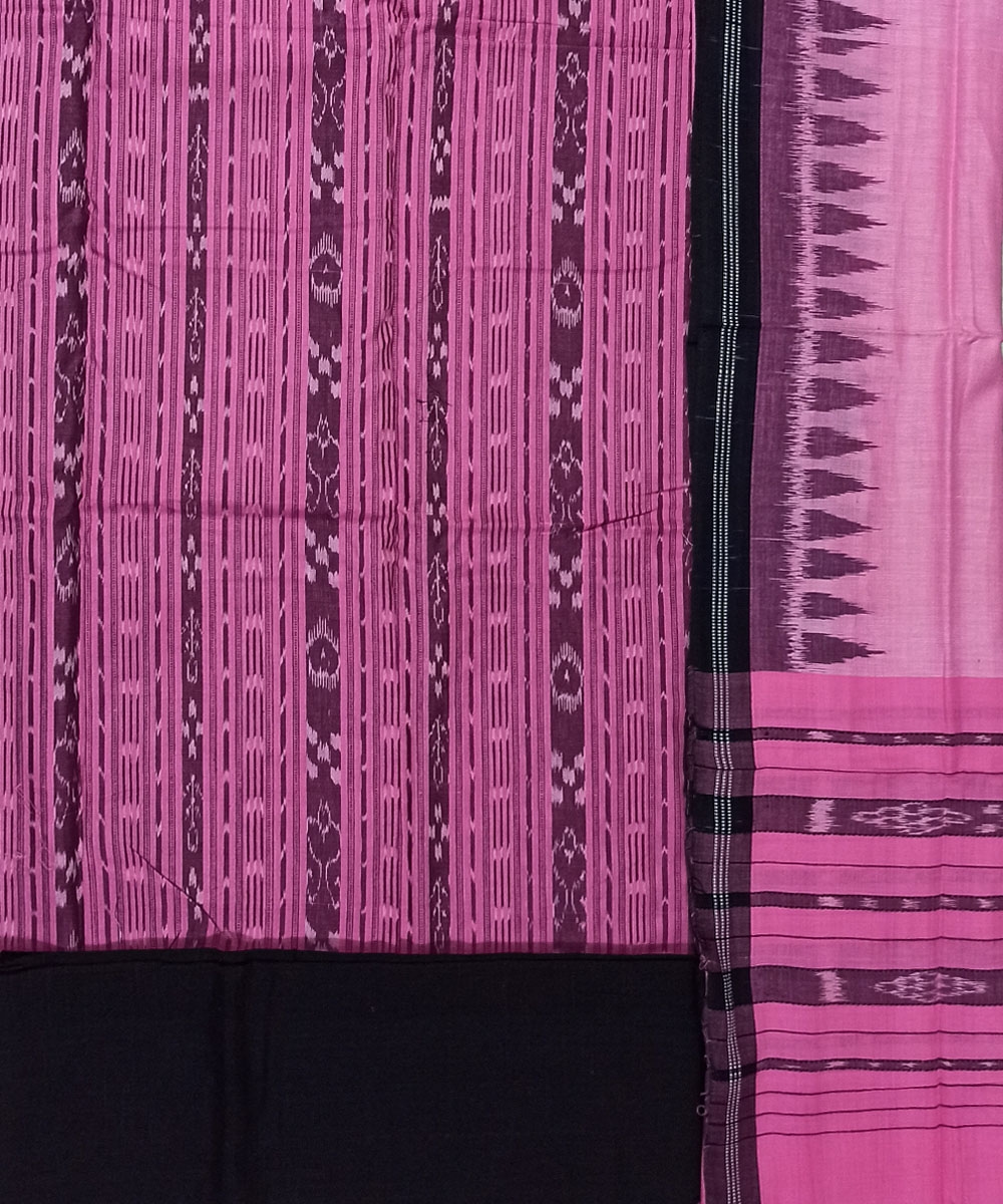 Pink Black Nuapatna Handwoven Single Ikat Suit Set Image 2