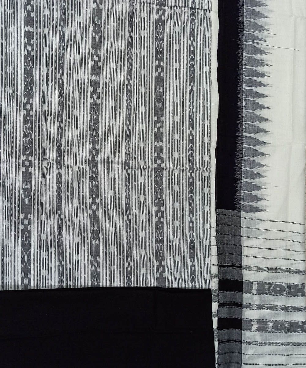 White Nuapatna Handwoven Single Ikat Suit Set Image 2