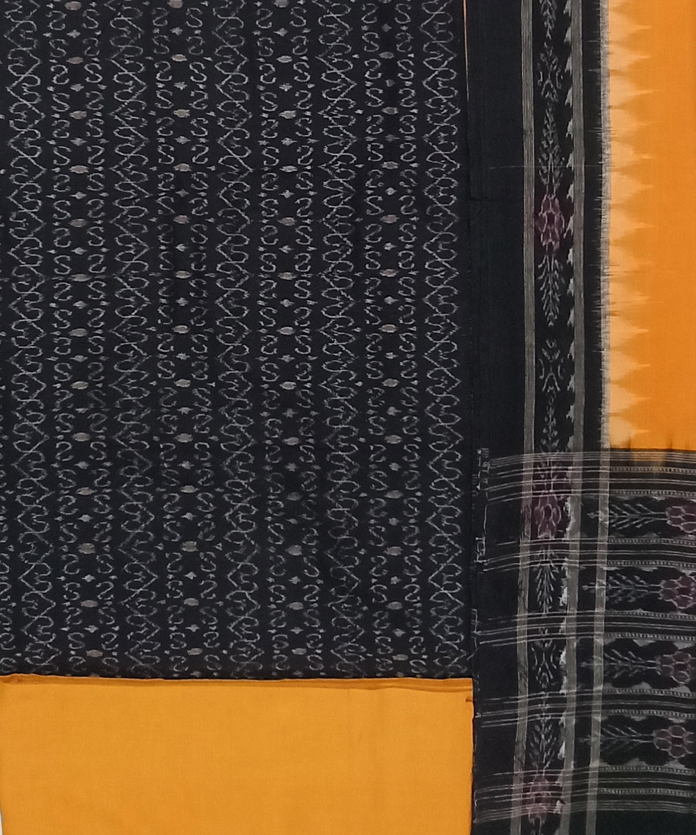 Black Yellow Sambalpuri Handwoven Single Ikat Suit Set Image 2