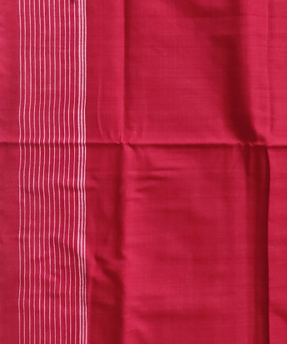 Maroon Red Sambalpuri Handwoven Single Ikat Cotton Saree Image 4