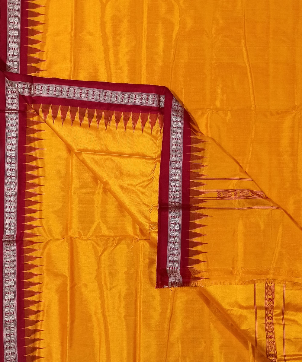 Yellow Sambalpuri Handwoven Ikat Silk Joda Image 4