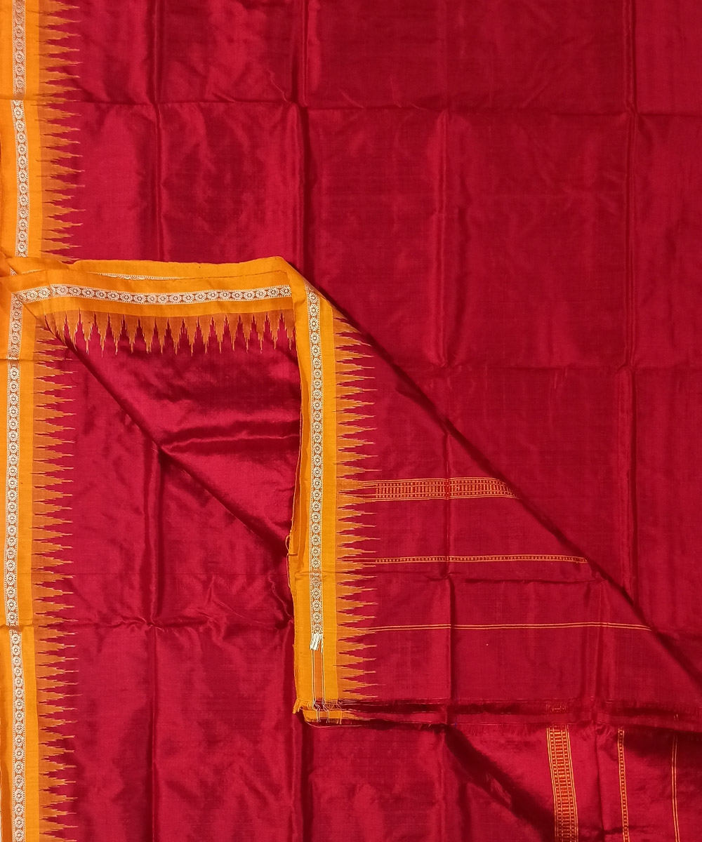 Red Sambalpuri Handwoven Ikat Silk Joda Image 4