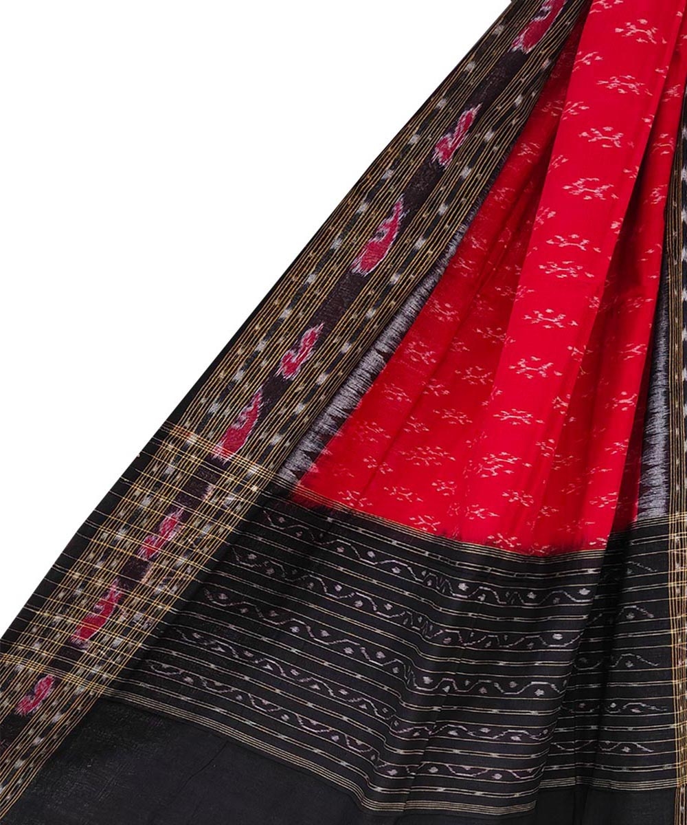 Red Black Sambalpuri Handwoven Cotton Dupatta Image 1