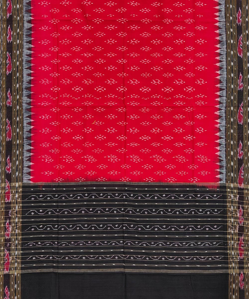 Red Black Sambalpuri Handwoven Cotton Dupatta Image 2
