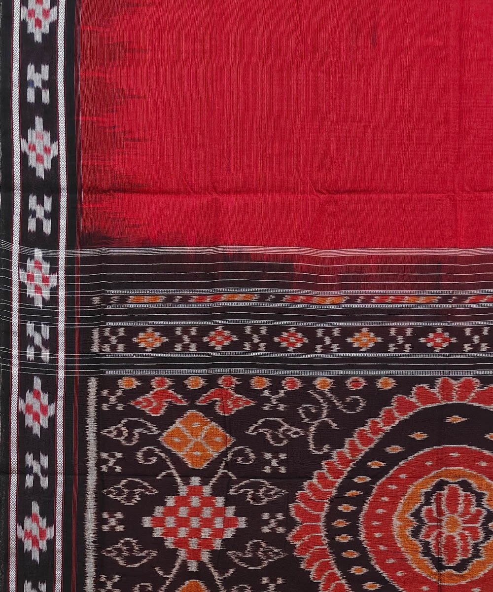 Maroon Black Nuapatna Handwoven Single Ikat Cotton Saree Image 4