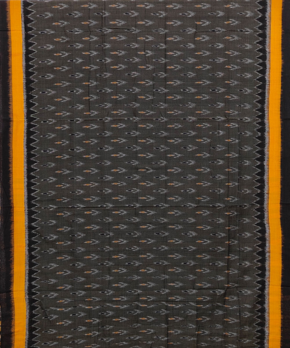 Gray Black Nuapatna Handwoven Single Ikat Cotton Saree Image 3