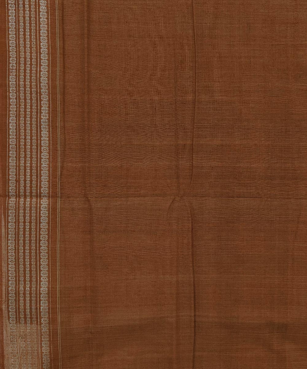 Red Brown Sambalpuri Handwoven Single Ikat Cotton Saree Image 4