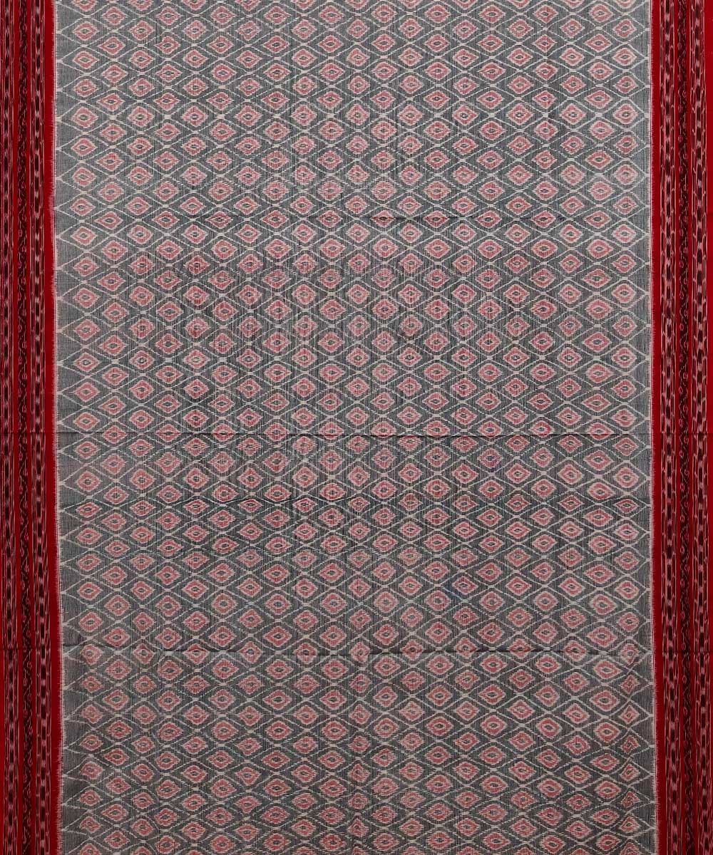 Gray Sambalpuri Handwoven Single Ikat Cotton Saree Image 3