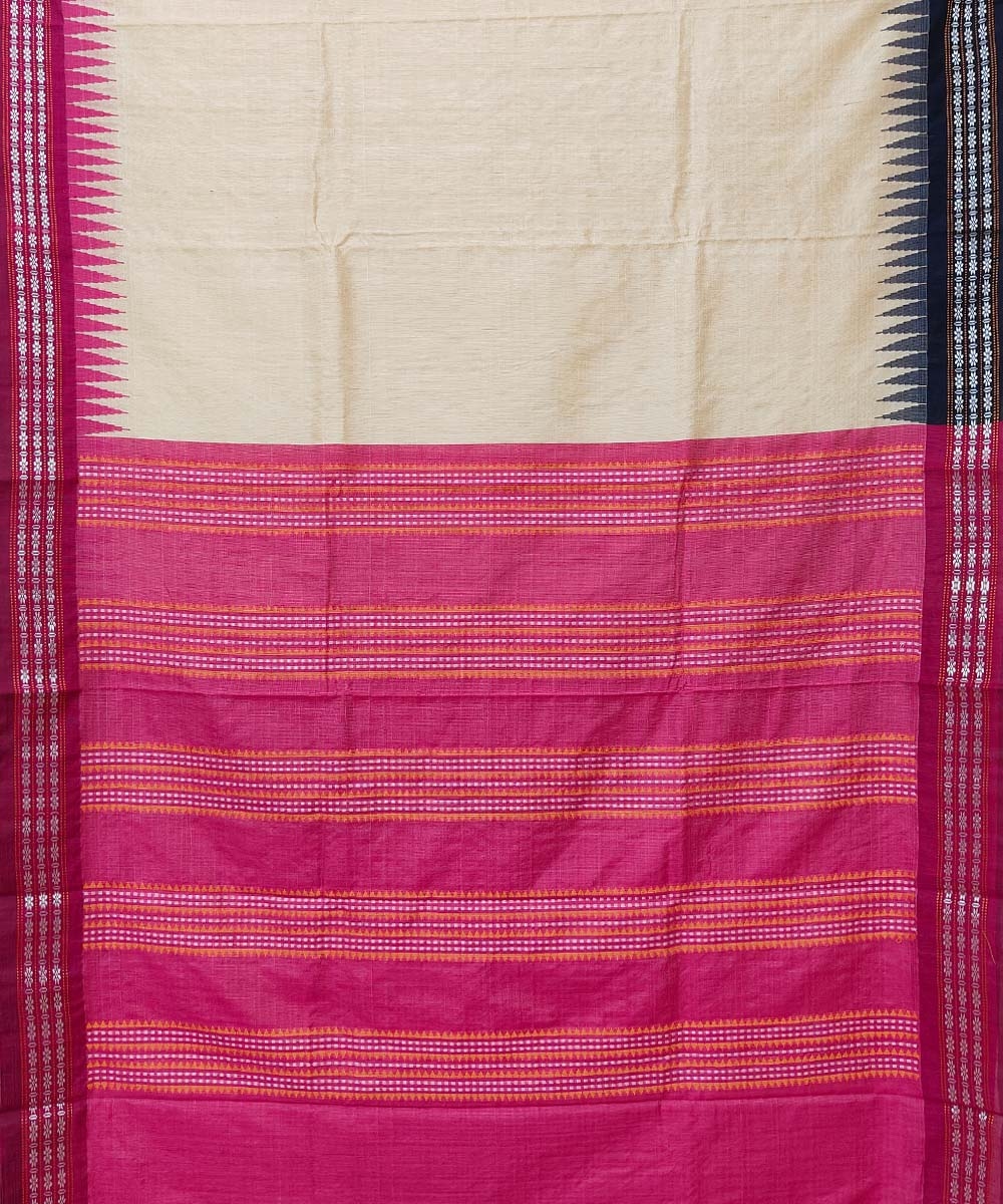 Beige Pink Sambalpuri Handwoven Vidarbha Tussar Silk Saree Image 2