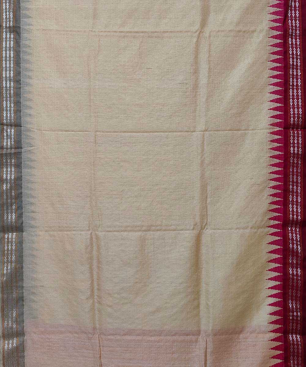 Beige Pink Sambalpuri Handwoven Vidarbha Tussar Silk Saree Image 3