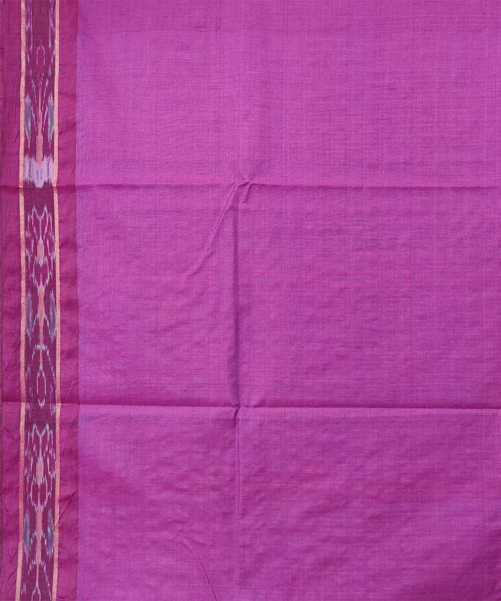 Blue Pink Sambalpuri Handwoven Ikat Border Design Tussar Silk Saree Image 4