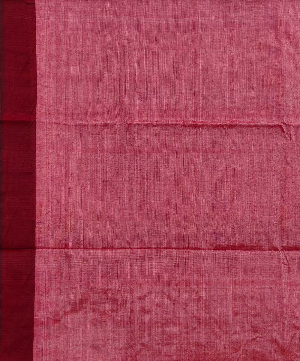 Beige Red Sambalpuri Handwoven Tribal Design Tussar Silk Saree Image 4