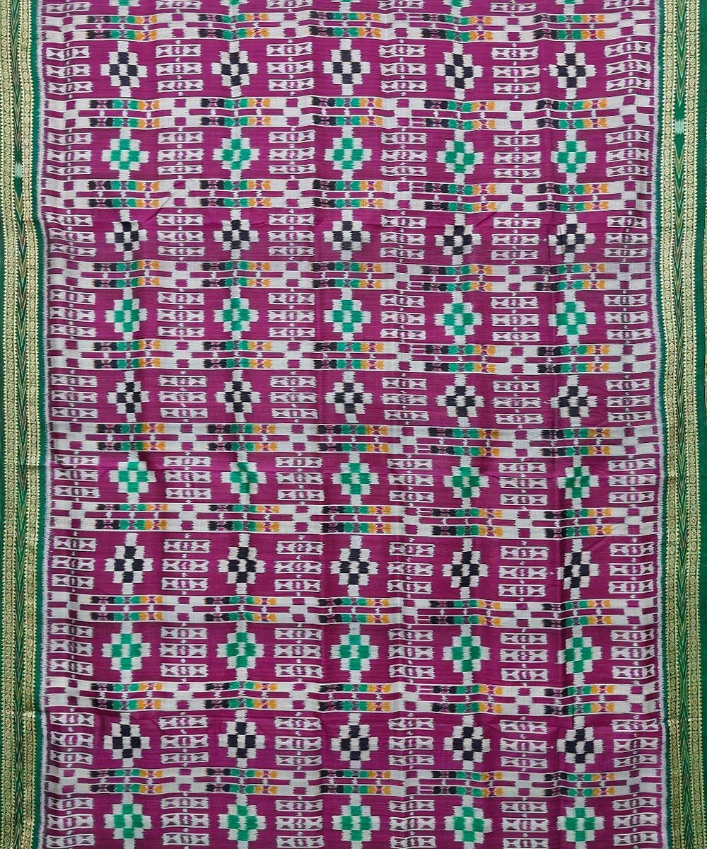 Purple Green Handwoven Khandua Silk Saree Image 3