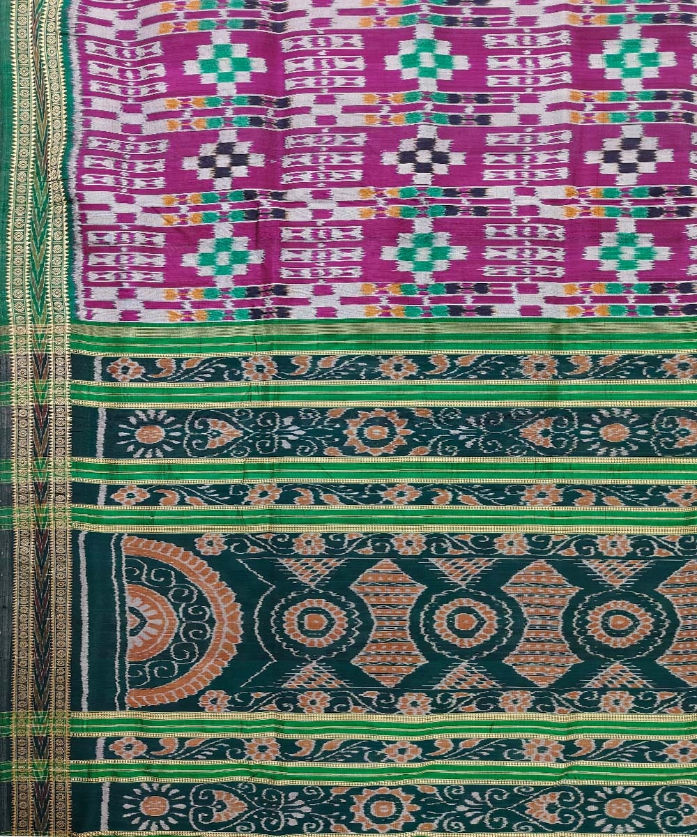 Purple Green Handwoven Khandua Silk Saree Image 4