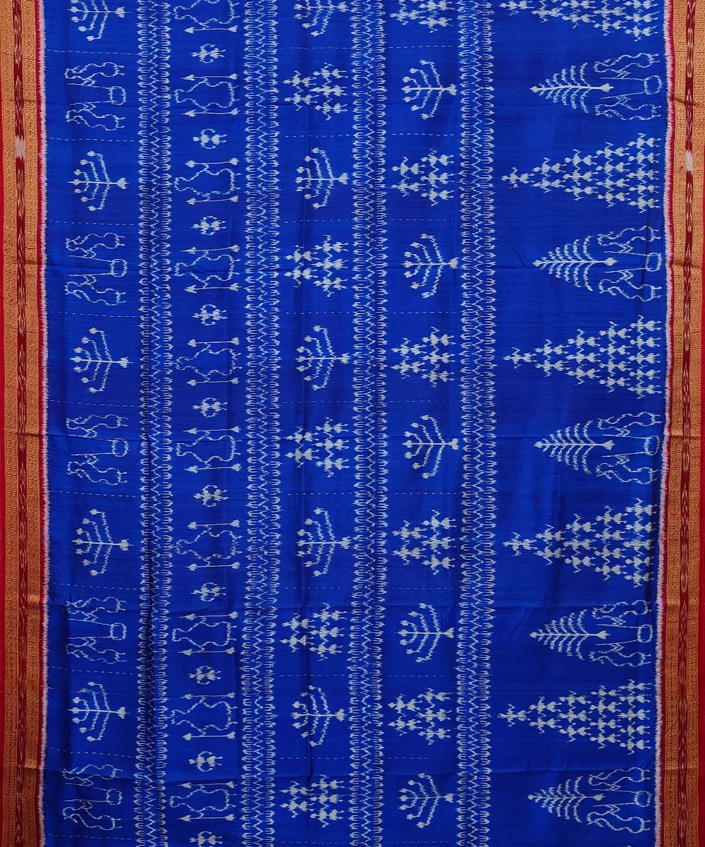 Blue Maroon Handwoven Khandua Silk Saree Image 3