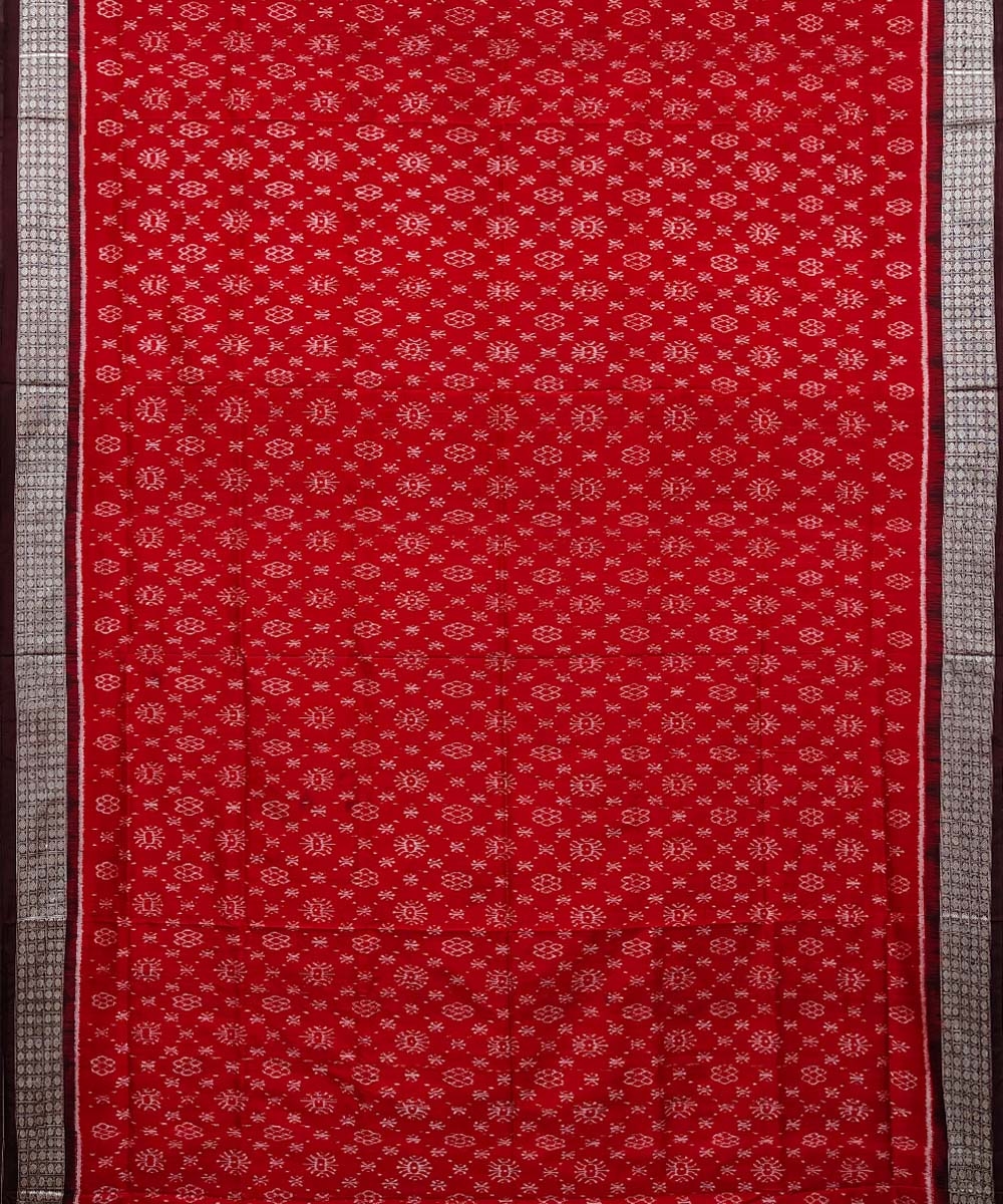 Red Coffee Sambalpuri Handwoven Silk Saree Image 3