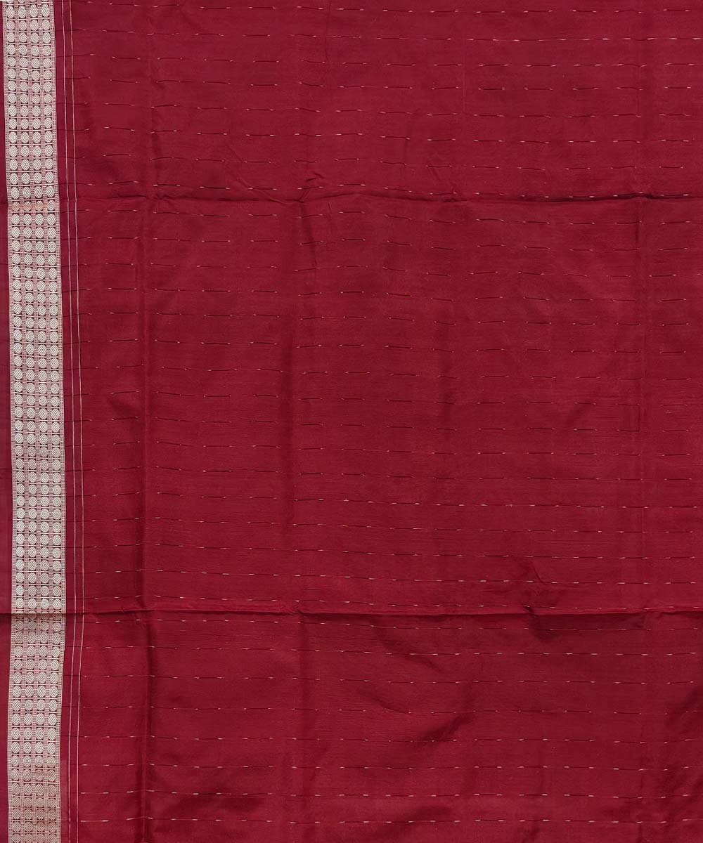 Olivegreen Red Sambalpuri Handwoven Silk Saree Image 4