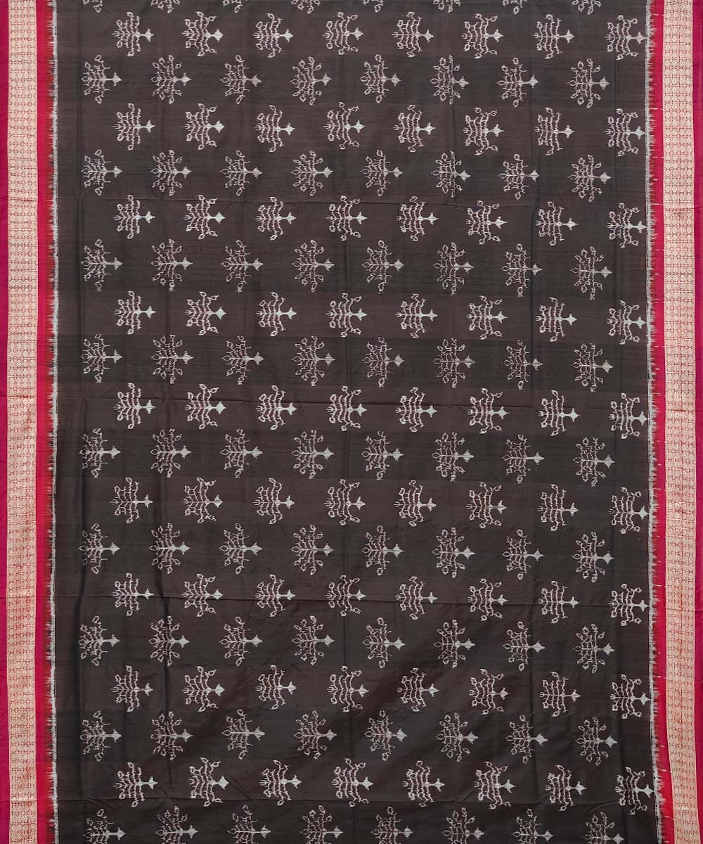 Earth Brown Sambalpuri Handwoven Silk Saree Image 3