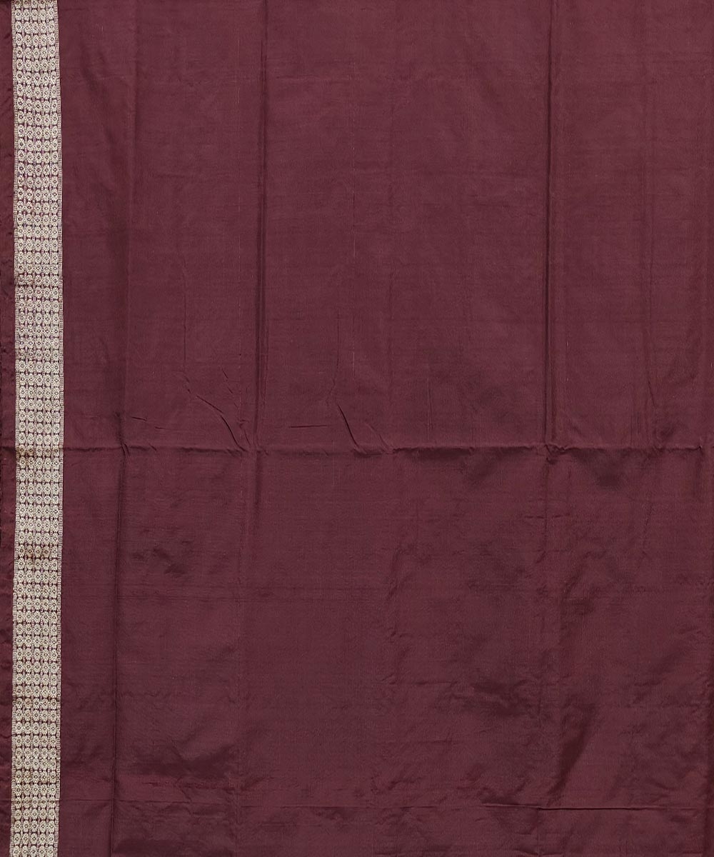 Red Coffee Handwoven Bomkei Mix Silk Saree Image 4