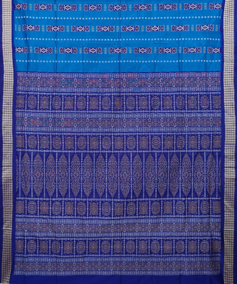 Copper Sulphate  Handwoven Bomkei Mix Silk Saree Image 2