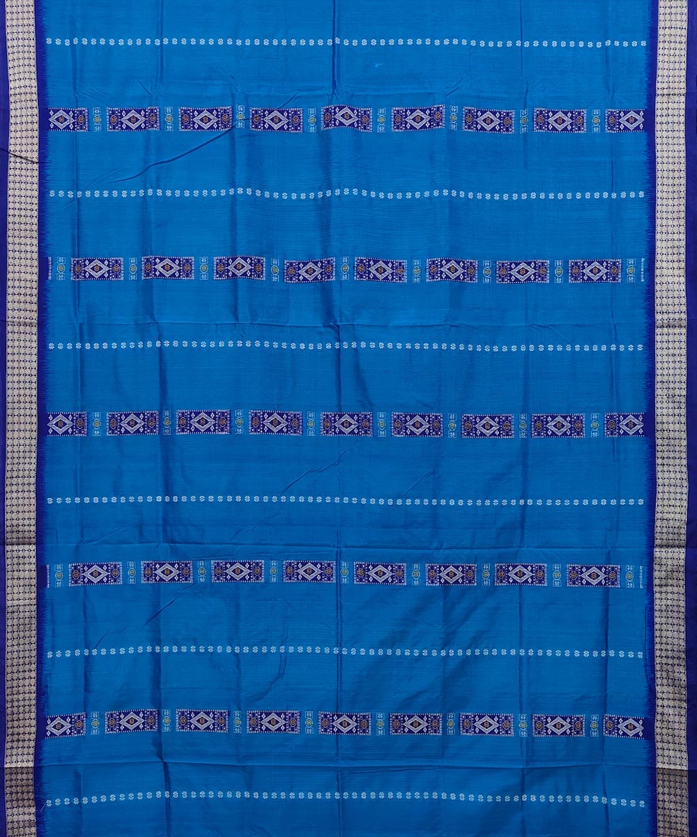 Copper Sulphate  Handwoven Bomkei Mix Silk Saree Image 3