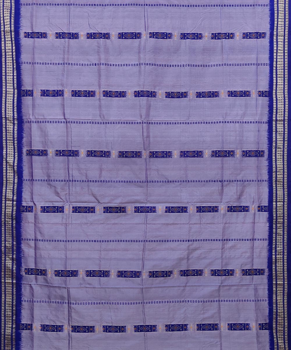 Lavender Blue Handwoven Bomkei Mix Silk Saree Image 3