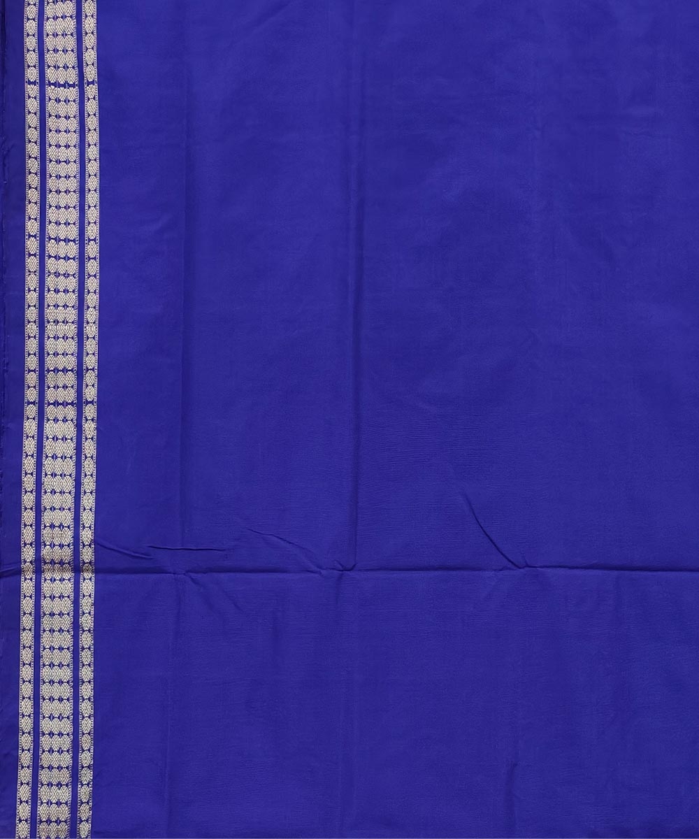 Lavender Blue Handwoven Bomkei Mix Silk Saree Image 4